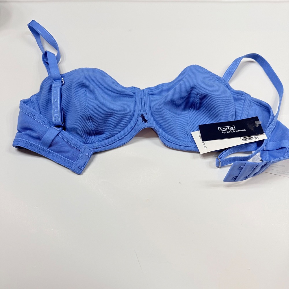 Polo Ralph Lauren bra 34D Modern Rib Underwire Summer Blue 298967721005 NWT